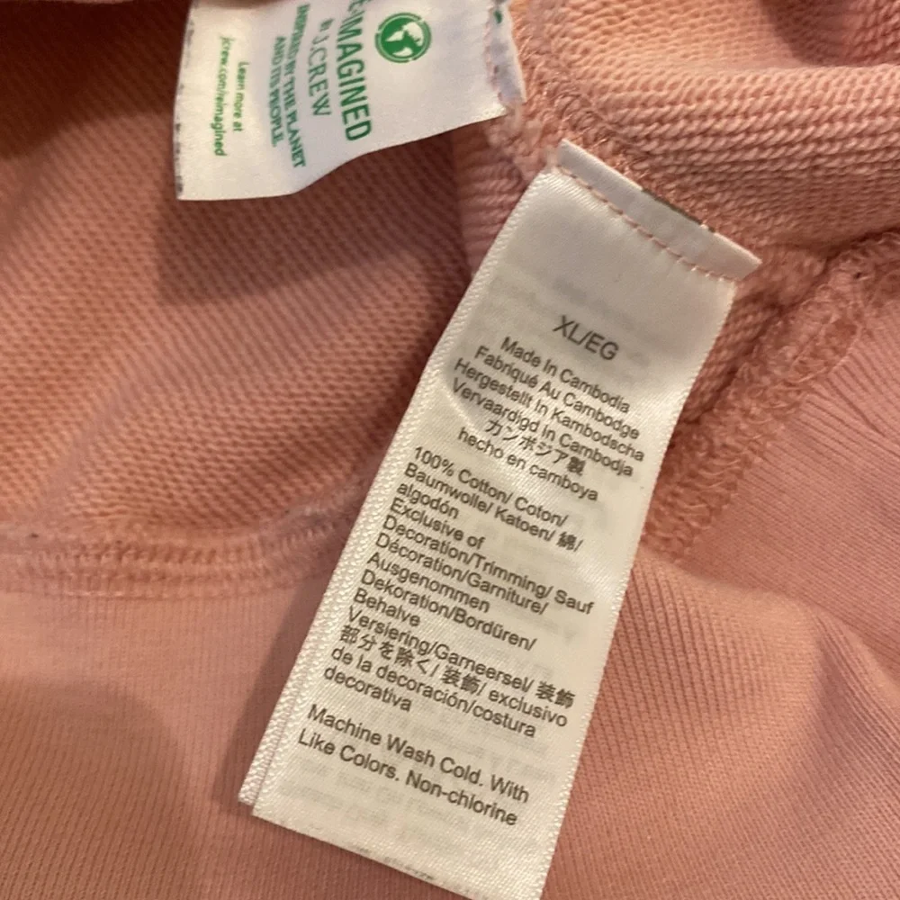 J. Crew cotton pink hoodie. Size XL . Very good condition. Style AH298